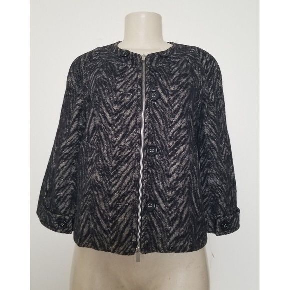 BCBGMAXAZRIA WOMEN'S JACKET/ BLAZER WOOL MIX PRINT FULL ZIP SIZE XXS #843 - Picture 1 of 11
